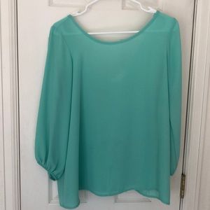 Mint Bow Detail Back Blouse